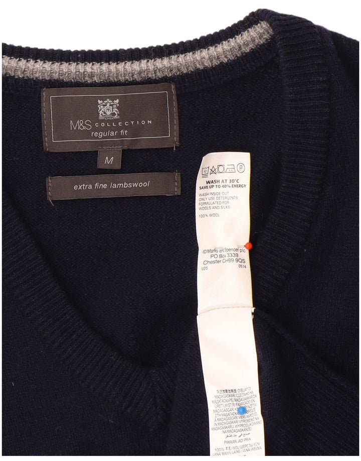 Marks & Spencer Herren-Weste-Tanktop mit normaler Passform, mittlere marineblaue Wolle
