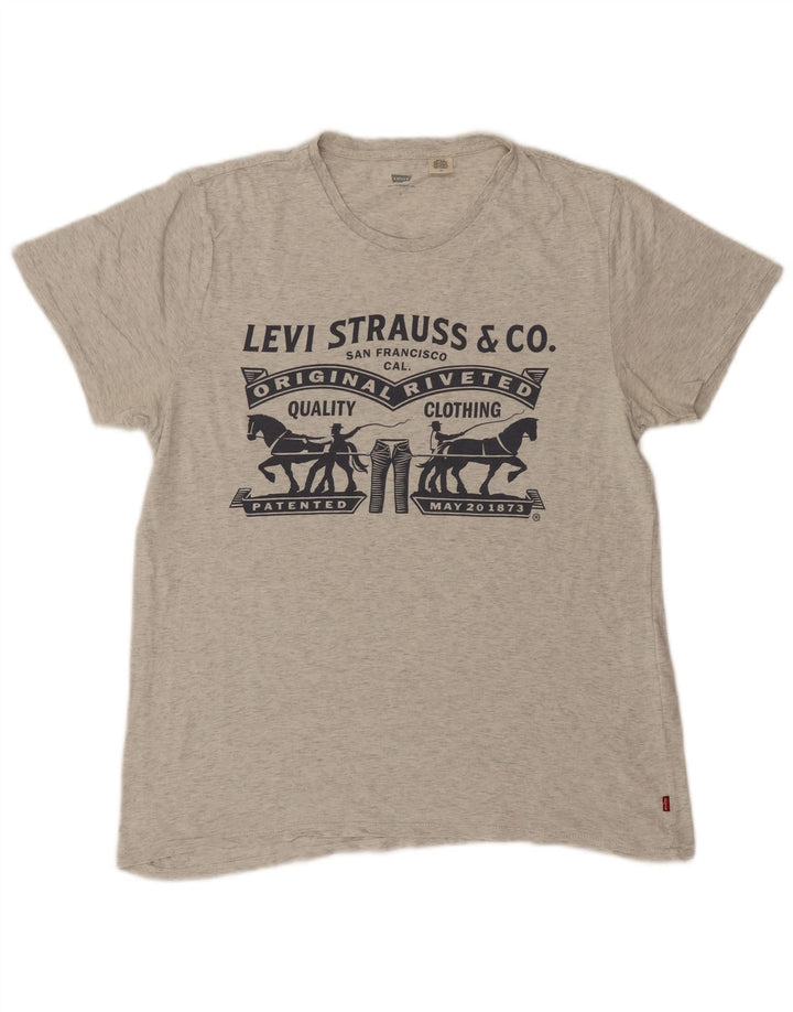LEVI'S Herren-T-Shirt mit Grafik, Größe L, aus grauer Baumwolle