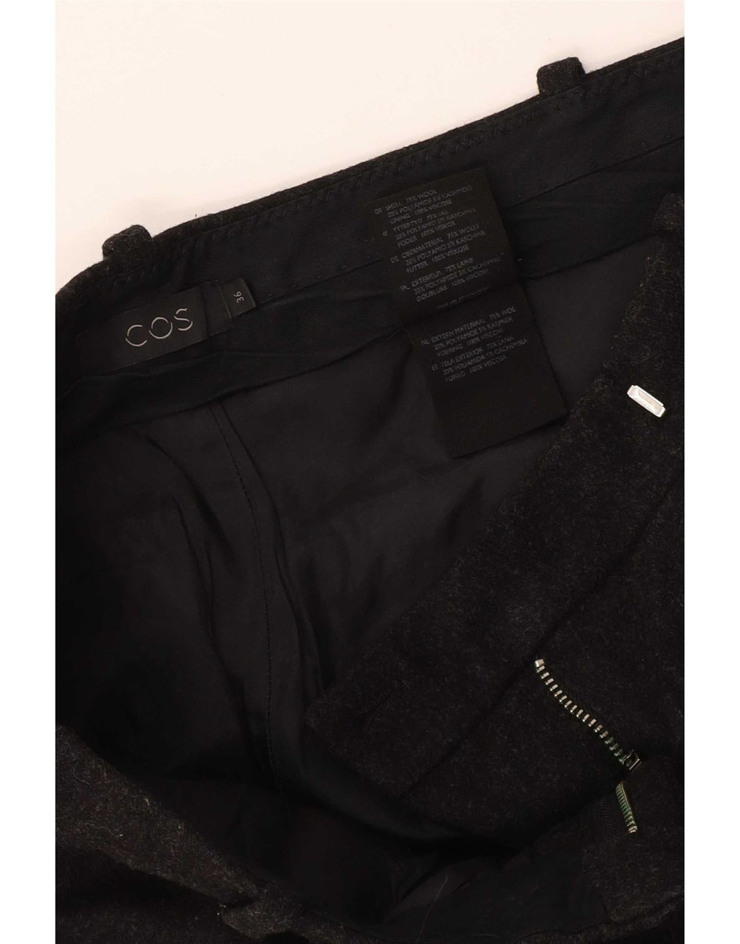 Cos Damen Crop Pegged Anzughose EU 36 Small W30 L25 Schwarze Wolle