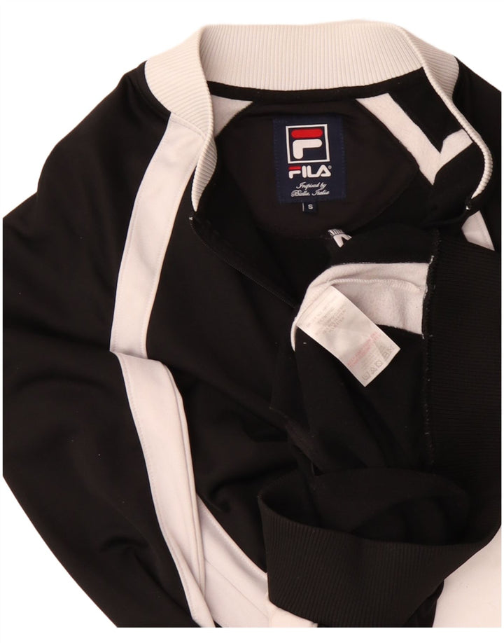 Fila Herren-Trainingsanzug-Oberteil, Jacke, klein, schwarzes Farbblock-Polyester