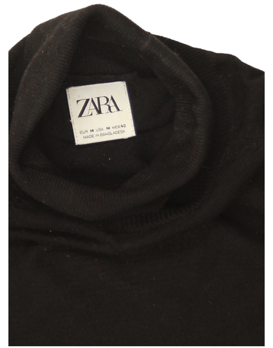 Rollkragenpullover für Herren von Zara, mittelschwarze Viskose