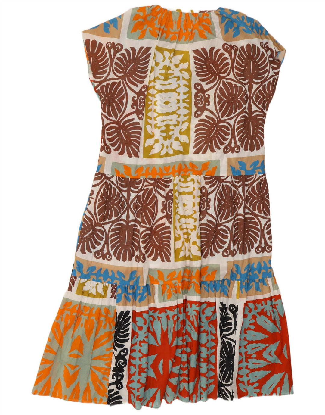 Zara Damen Maxikleid UK 18 XL Mehrfarbige Patchwork-Baumwolle