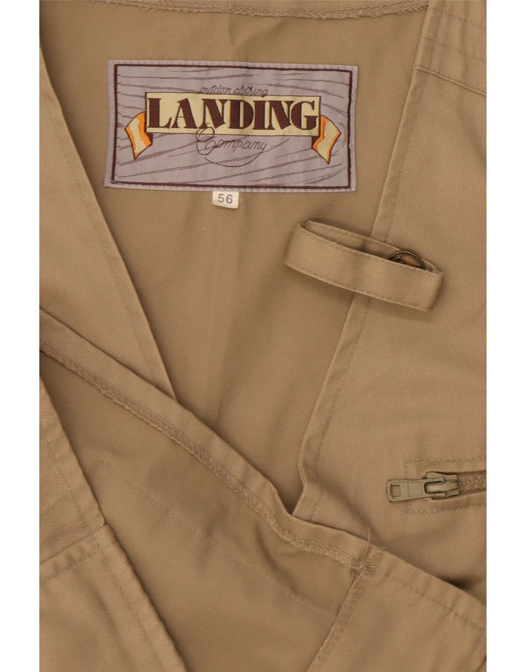 Vintage Herren Utility Gilet IT 56 3XL Beige Polyester