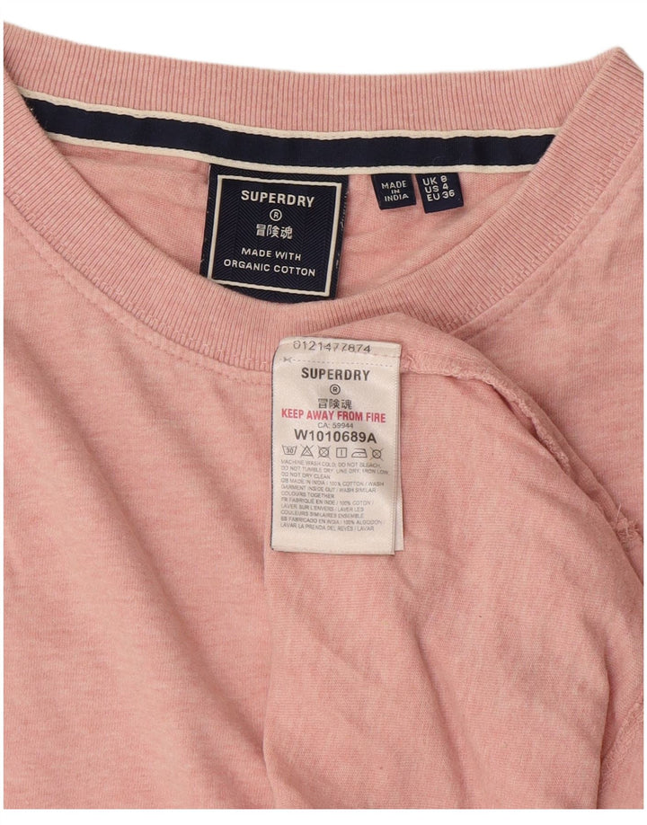 Superdry Damen T-Shirt Top UK 8 Small Rosa Baumwolle