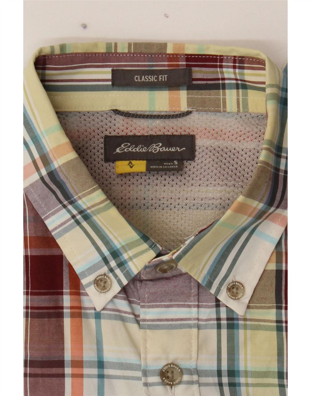 EDDIE BAUER Mens Classic Fit Shirt Small Multicoloured Check Cotton Vintage Eddie Bauer and Second-Hand Eddie Bauer from Messina Hembry 