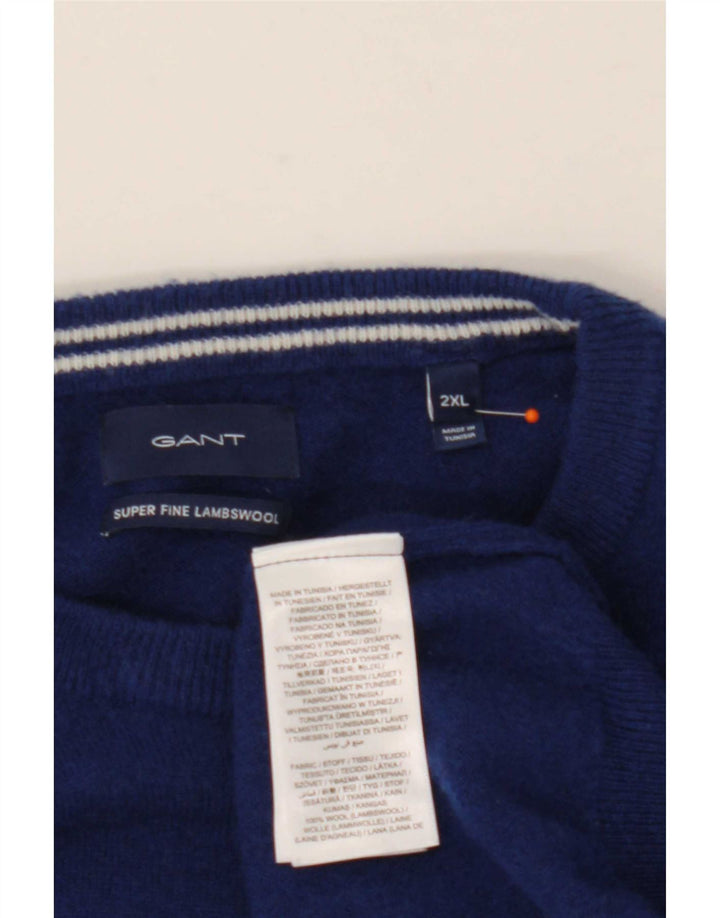 Gant Herren-Pullover mit Rundhalsausschnitt, 2XL, blaue Wolle