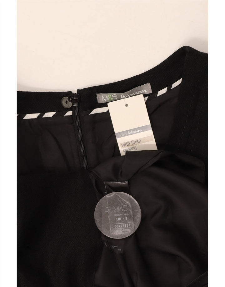 MARKS & SPENCER Damen Etuikleid UK 8 Small Schwarz Leinen