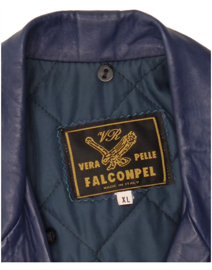 Falconpel Damen 2-Knopf-Lederblazerjacke UK 18 XL Marineblaues Leder