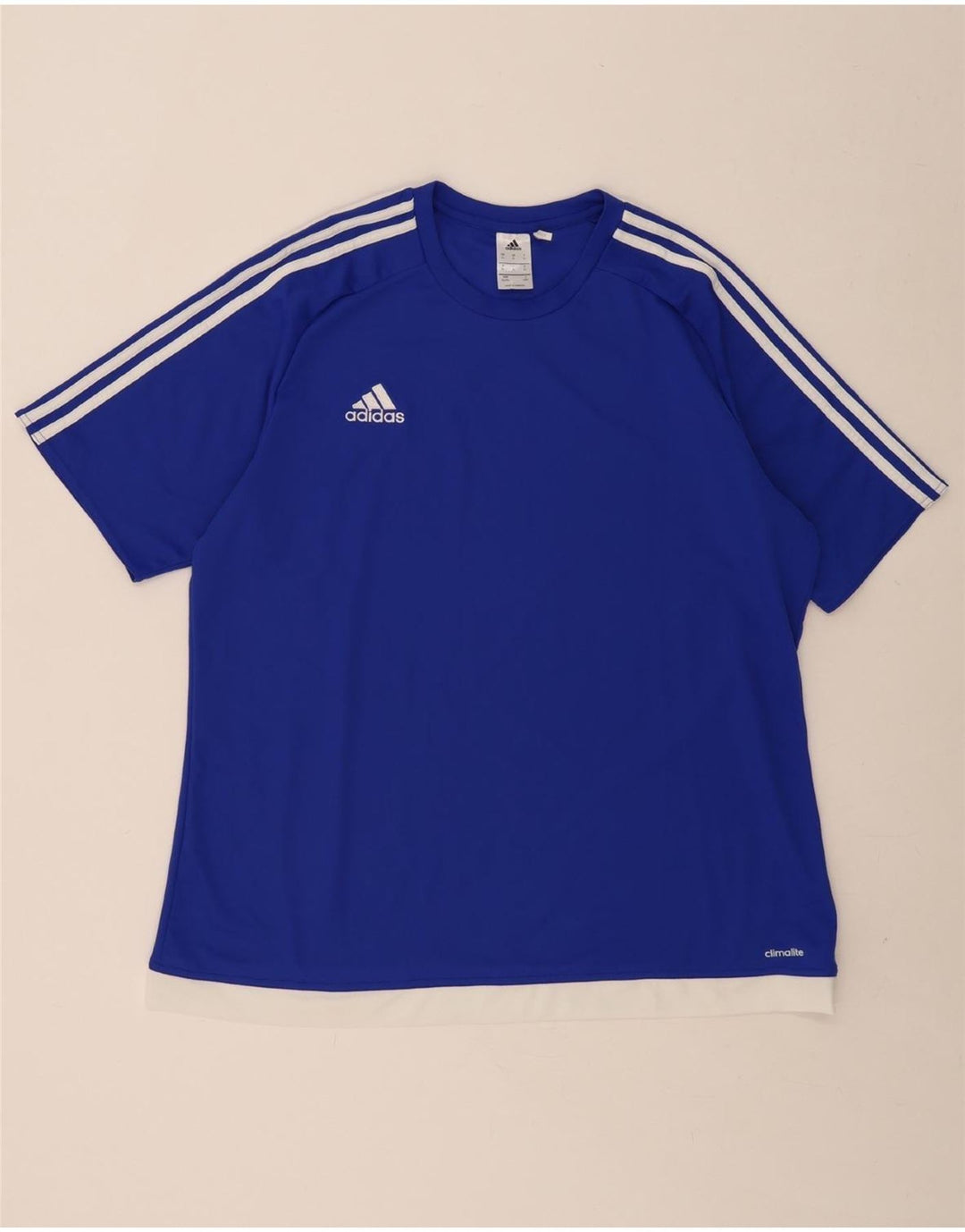 ADIDAS Mens Climalite T-Shirt Top XL Blue Colourblock Polyester Vintage Adidas and Second-Hand Adidas from Messina Hembry 