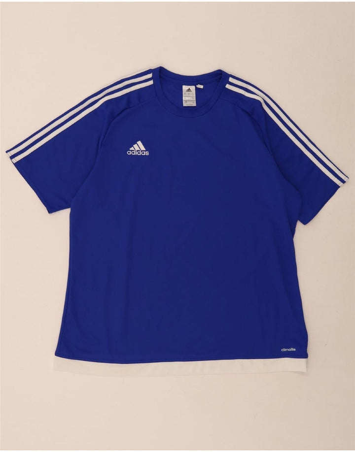 ADIDAS Mens Climalite T-Shirt Top XL Blue Colourblock Polyester Vintage Adidas and Second-Hand Adidas from Messina Hembry 