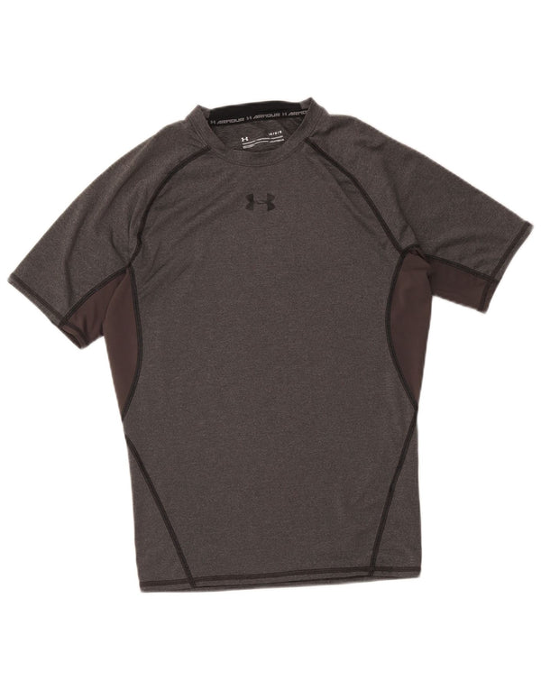 Under Armour Damen Heat Gear T-Shirt Top UK 14 Large Grau Farbblock