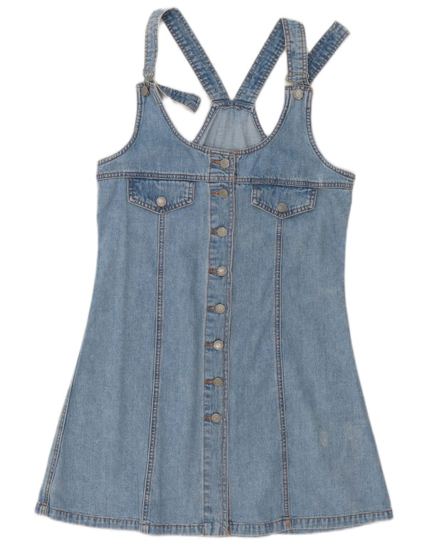 Vintage Damen Ärmelloses Jeanskleid UK 14 Mittelblau