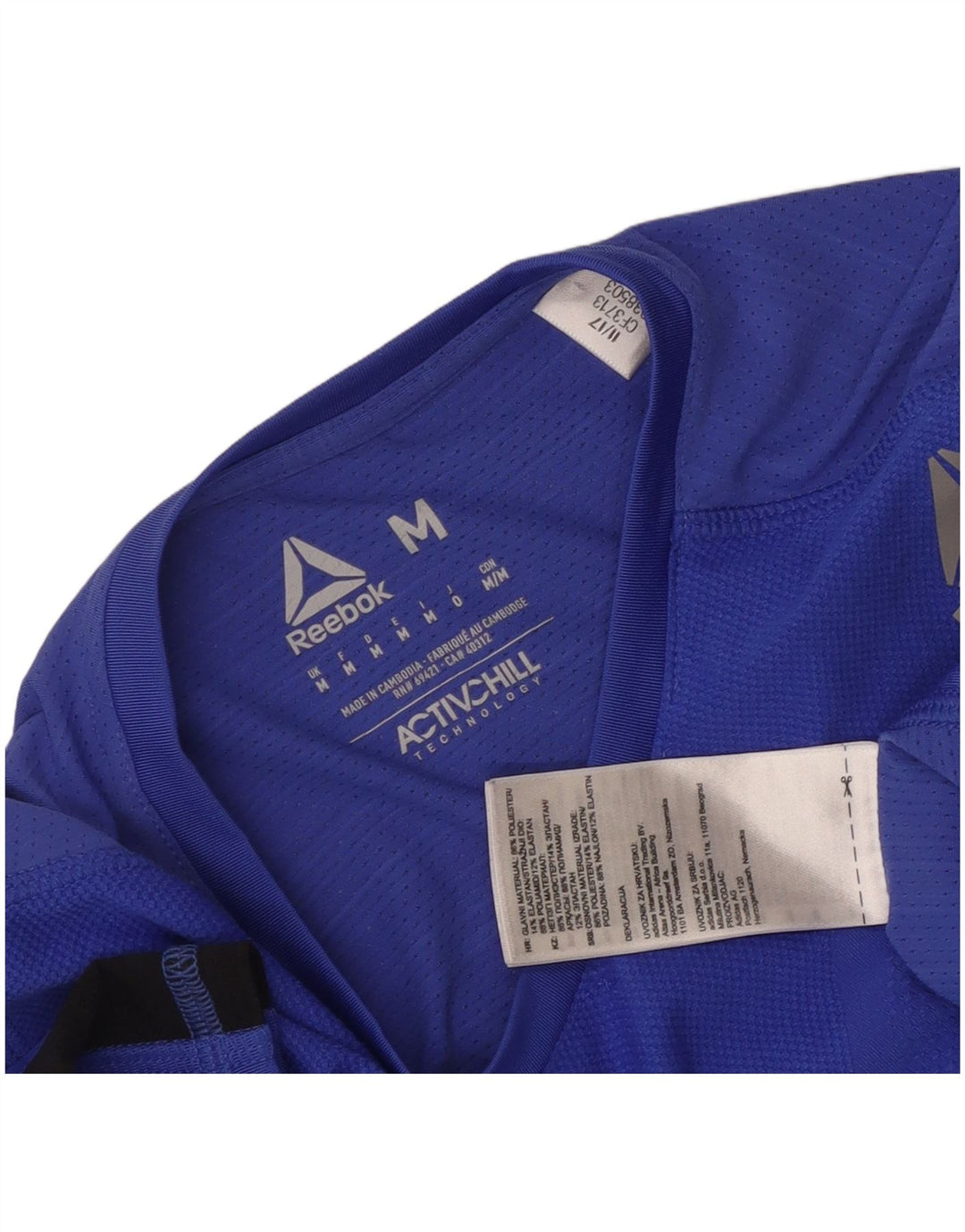 Reebok Damen T-Shirt Top UK 12 Mittelblaues Colourblock-Polyester