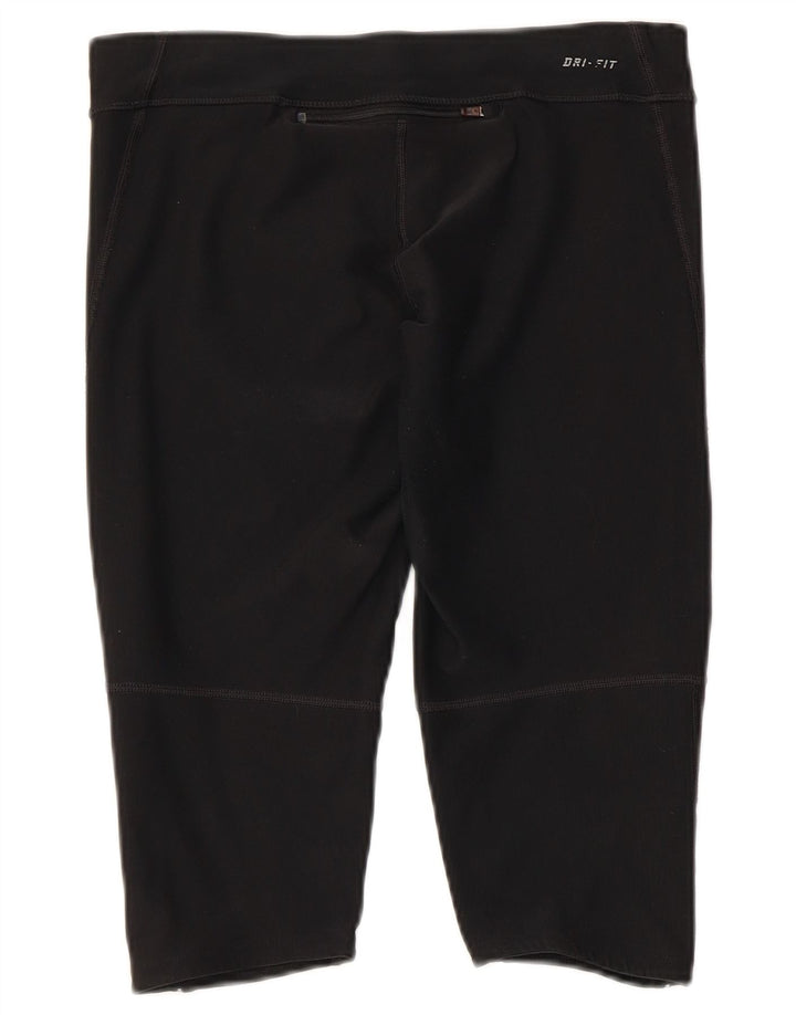 NIKE Womens Dri Fit Capri Leggings UK 12 Medium Schwarz Polyester