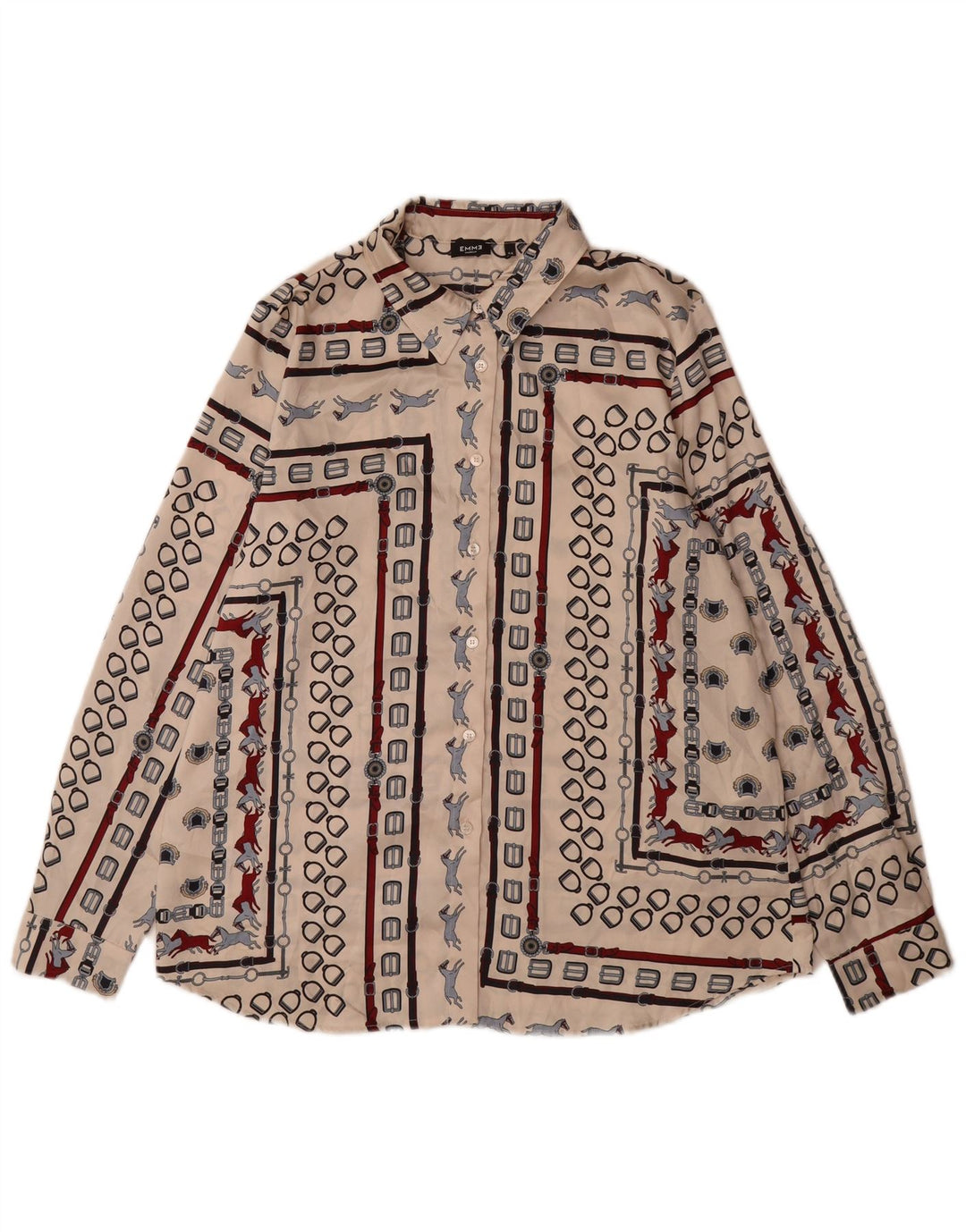Marella Womens EMME Shirt UK 12 Medium Beige Geometrisch Polyester