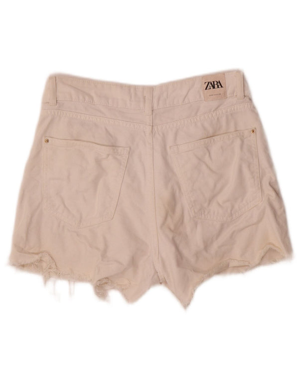Zara Damen-Jeansshorts, Größe S, Größe W26, weiße Baumwolle