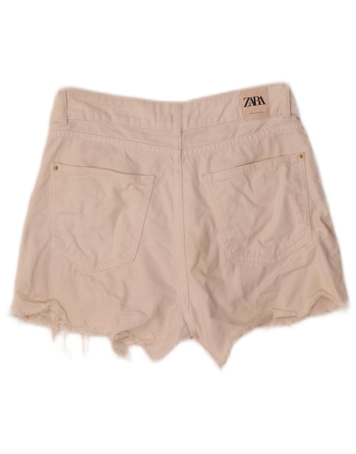 Zara Damen-Jeansshorts, Größe S, Größe W26, weiße Baumwolle