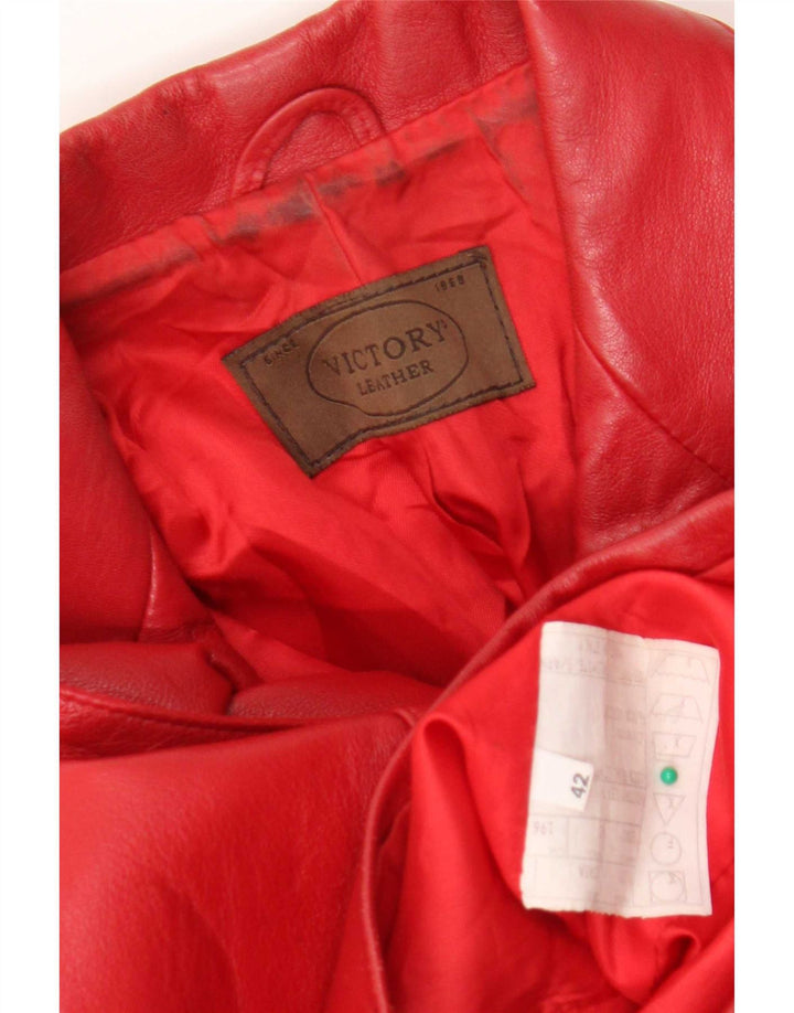 Victory Damen 3-Knopf-Lederblazer IT 42 Mittelrot