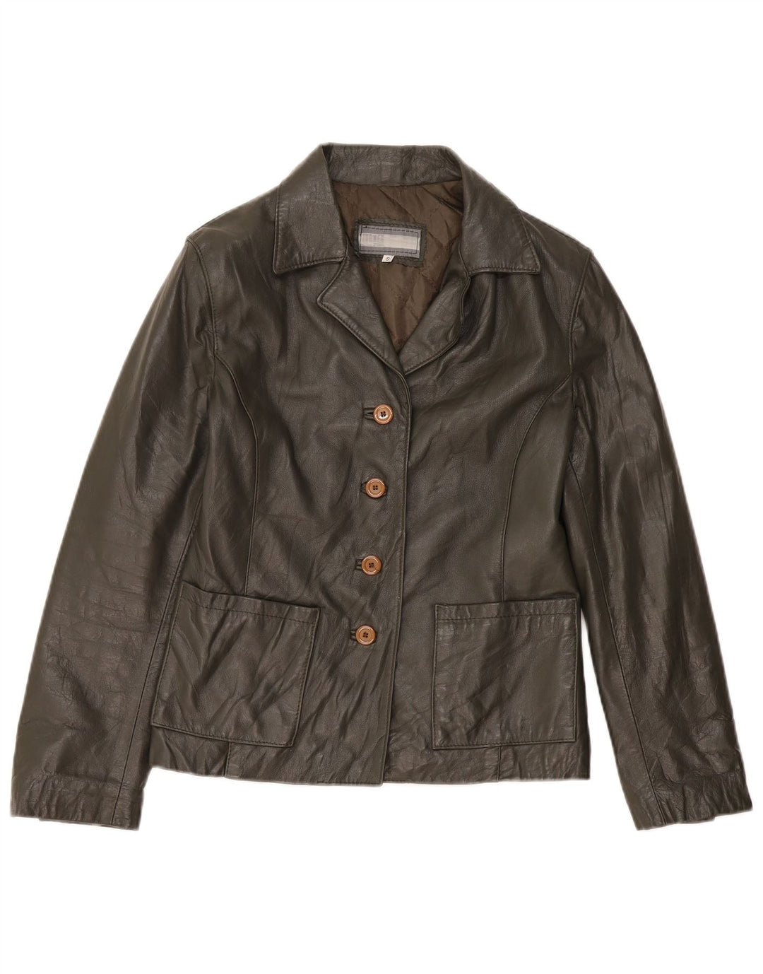 Vintage Damen Lederjacke UK 10 Kleines Khaki Leder