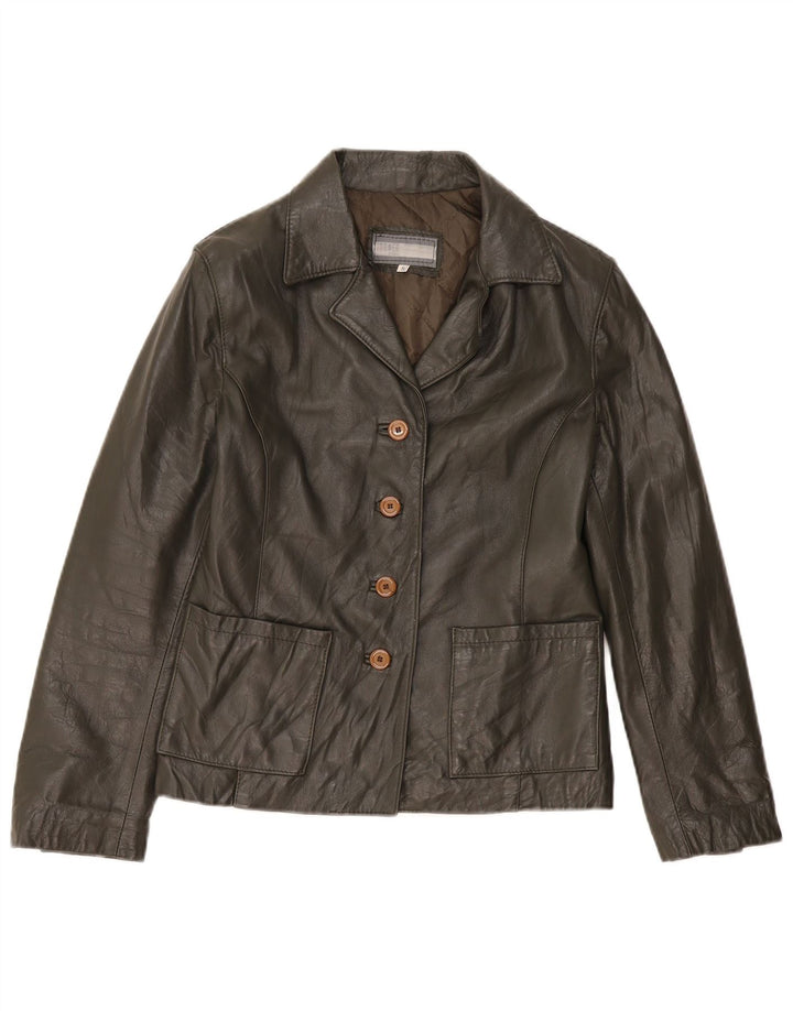 Vintage Damen Lederjacke UK 10 Kleines Khaki Leder