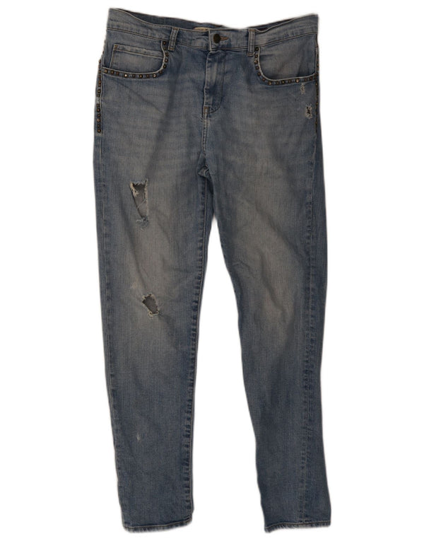 Zara Damen Trafaluc Distressed Slim Jeans EU 38 Small W28 L28 Blau