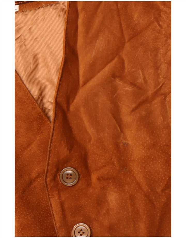 Vintage Damen Wildlederweste UK 20 2XL Braunes Leder