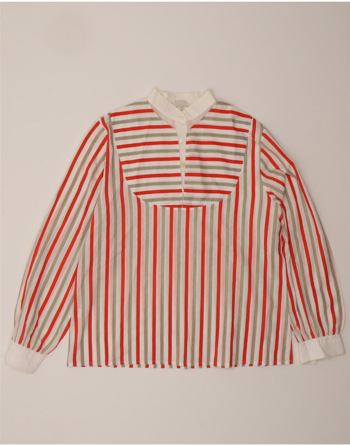 VINTAGE Damen Pullover Shirt UK 16 Großes mehrfarbig gestreiftes Polyester