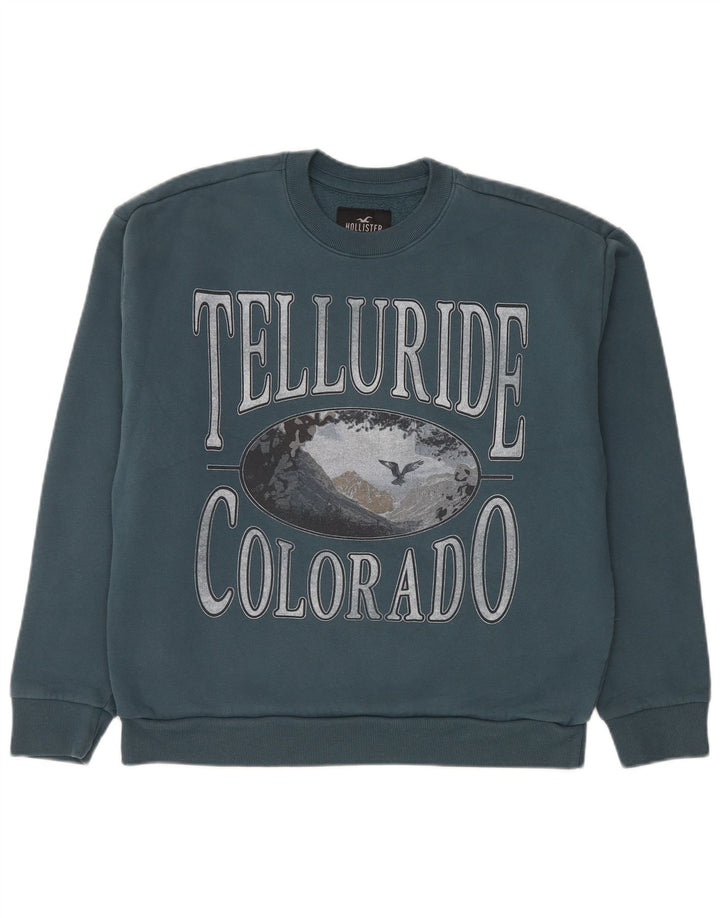 Hollister Herren-Sweatshirt mit Grafik, groß, aus blauer Baumwolle
