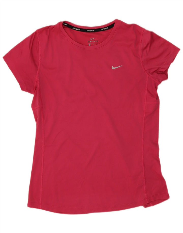 Nike Damen Dri Fit Lauf-T-Shirt-Oberteil UK 14 Mittelrosa Polyester
