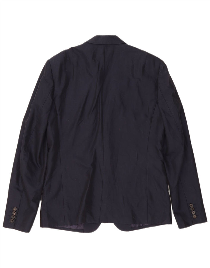 All Saints Herren-Blazer mit 2 Knöpfen, UK 38, mittelmarineblaue Baumwolle