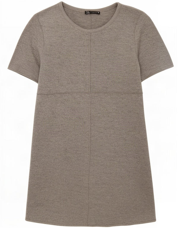 Zara Damen T-Shirt-Kleid UK 8 Small Grau Polyester