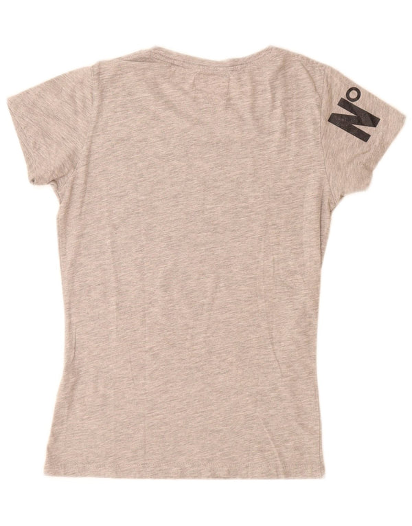 Superdry Grafik-T-Shirt-Oberteil für Damen, UK 6 XS, grau gefleckte Baumwolle