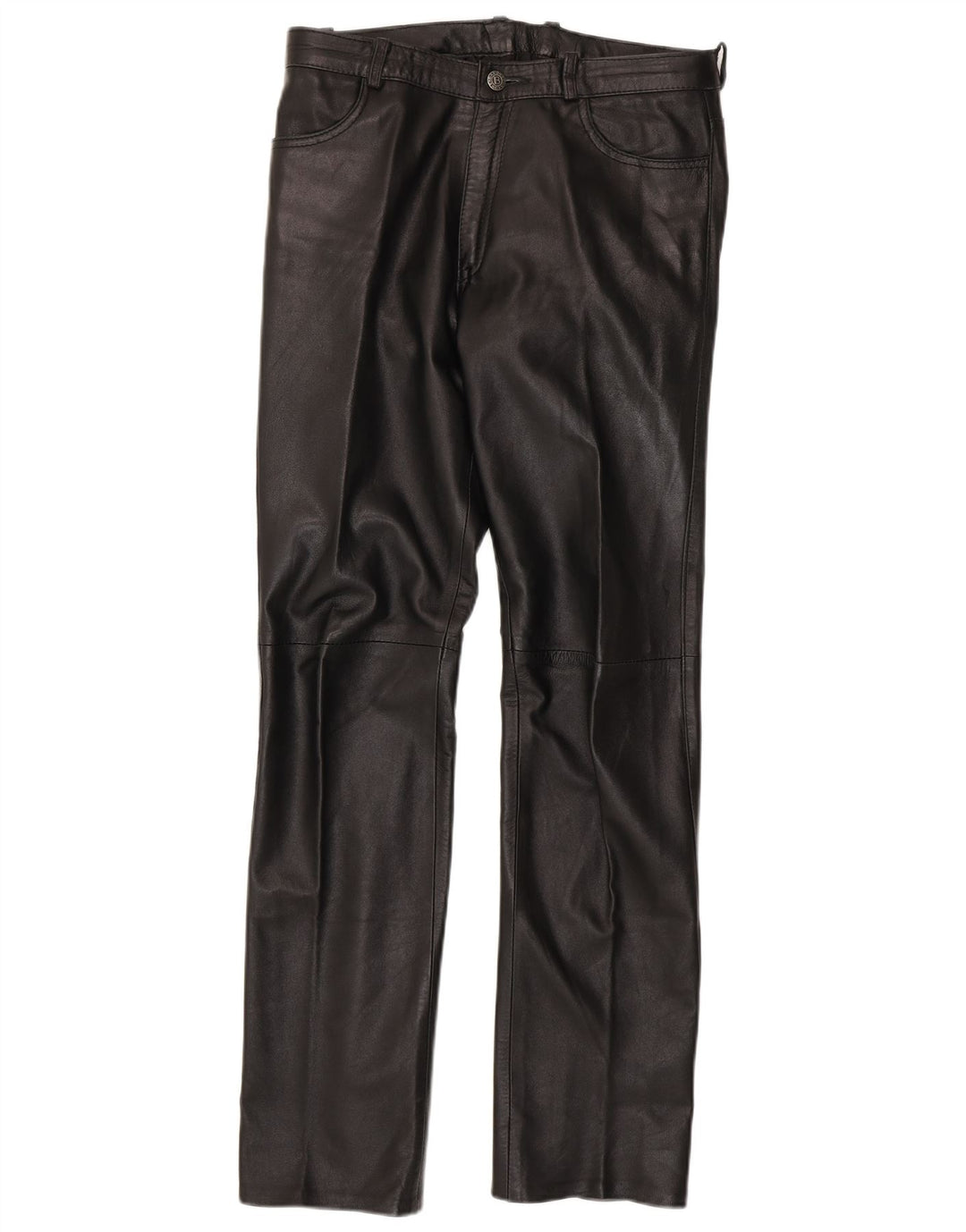 Gerade Lederhose für Damen von Barone, W30, L33, Schwarz