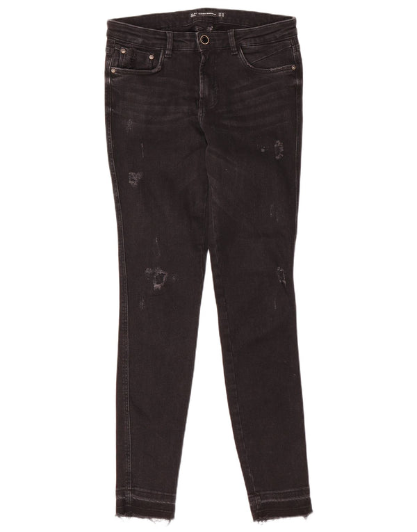 Zara Damen Trafaluc Distressed Skinny Jeans EU 38 Small W28 L29 Schwarz