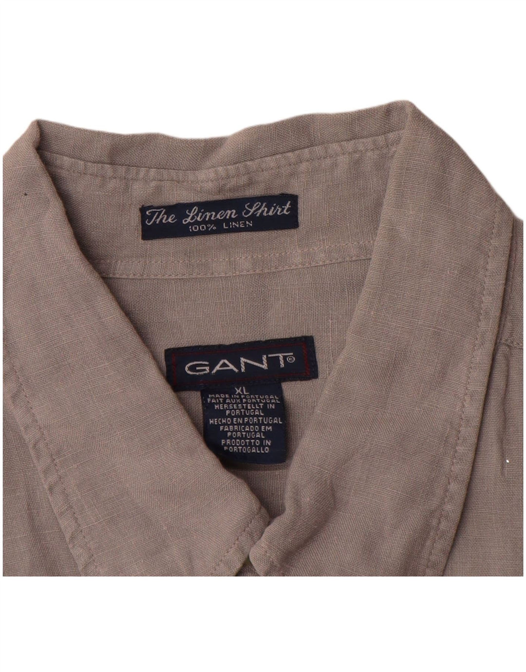 Gant Herrenhemd XL Graues Leinen