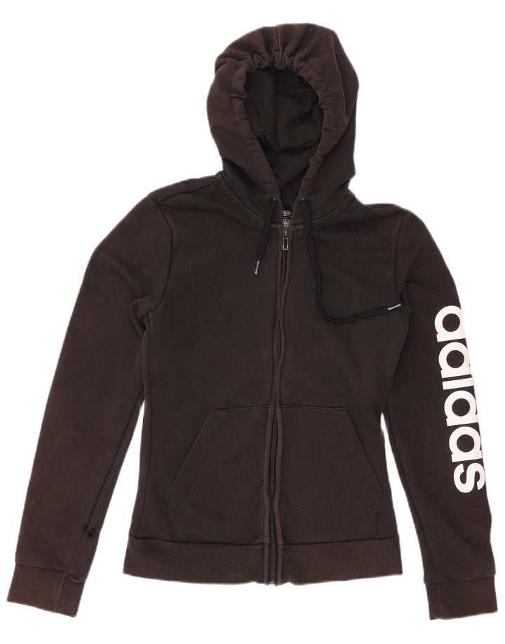 ADIDAS Damen Graphic Zip Hoodie Pullover UK 4/6 XS Schwarz