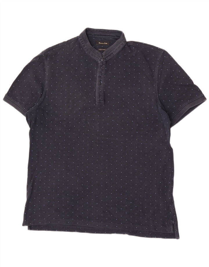 Massimo Dutti Herren Poloshirt XL Marineblau gepunktet