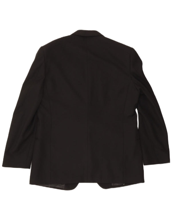 Mario Zegna Herren-Blazer mit 1 Knopf, UK 40, große schwarze Wolle