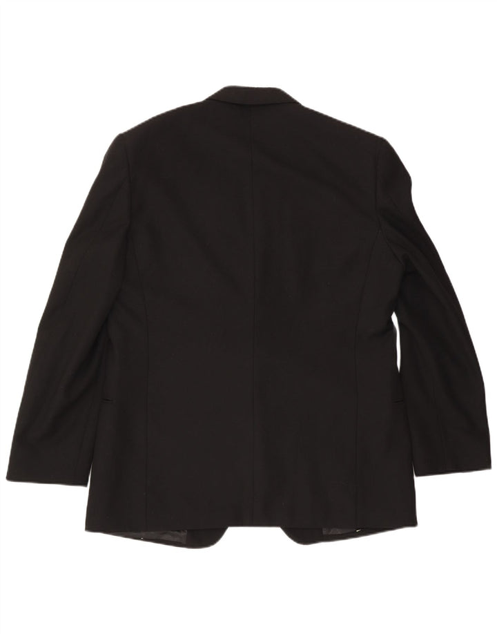 Mario Zegna Herren-Blazer mit 1 Knopf, UK 40, große schwarze Wolle