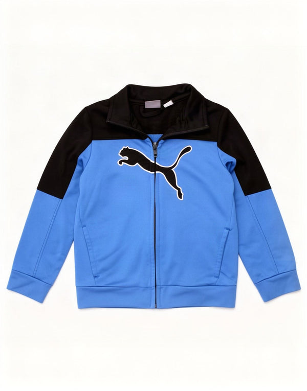 Puma Jungen Grafik-Trainingsanzug-Top-Jacke, 2–3 Jahre, blaues Farbblock-Polyester