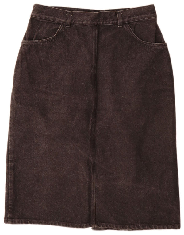Vintage Damen Jeansrock W28 Mittelgrau geblümt