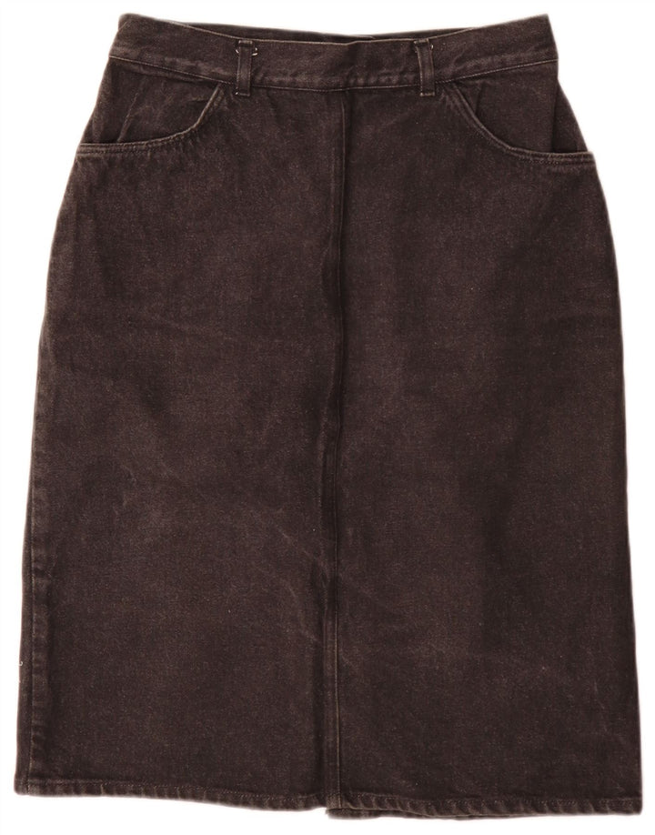 Vintage Damen Jeansrock W28 Mittelgrau geblümt