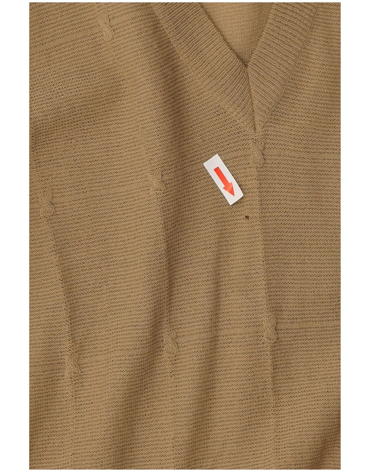 VINTAGE Damen Pullover mit V-Ausschnitt UK 12 Medium Beige
