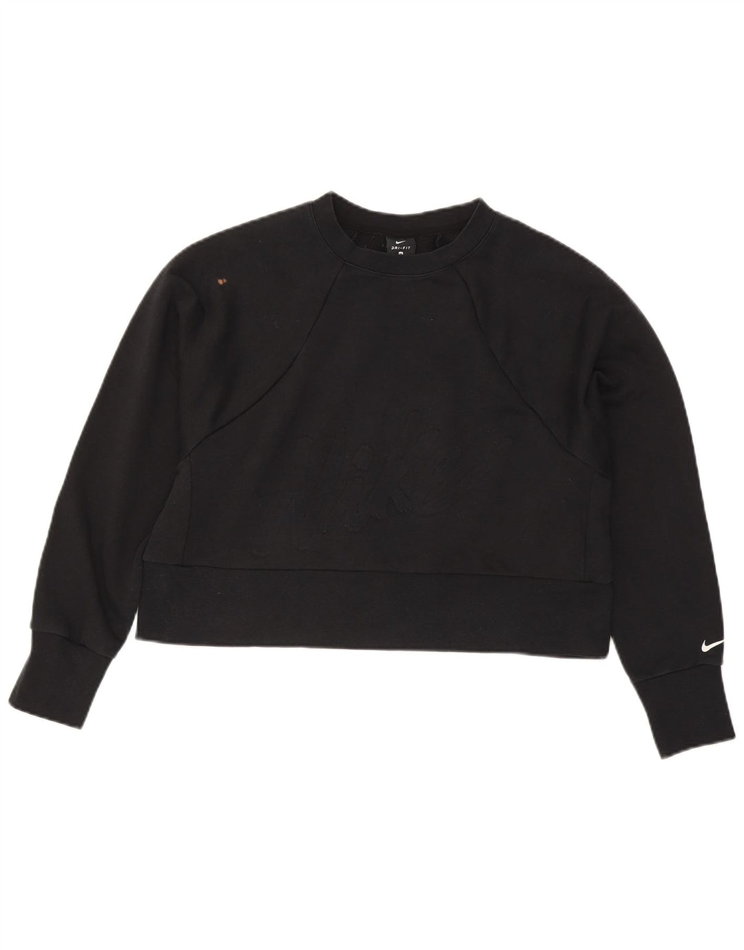 Nike Damen Crop Graphic Sweatshirt Pullover UK 14 Mittelschwarzes Polyester