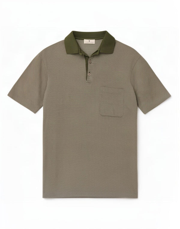 Ermenegildo Zegna Herren Poloshirt IT 52 Large Khaki Geometrisch