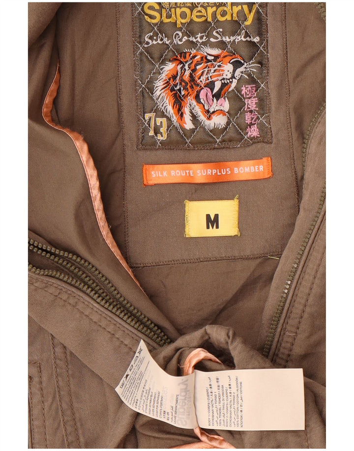 Superdry Damen-Bomberjacke mit 3/4-Ärmeln, UK 14, Mittelgrau aus Tencel
