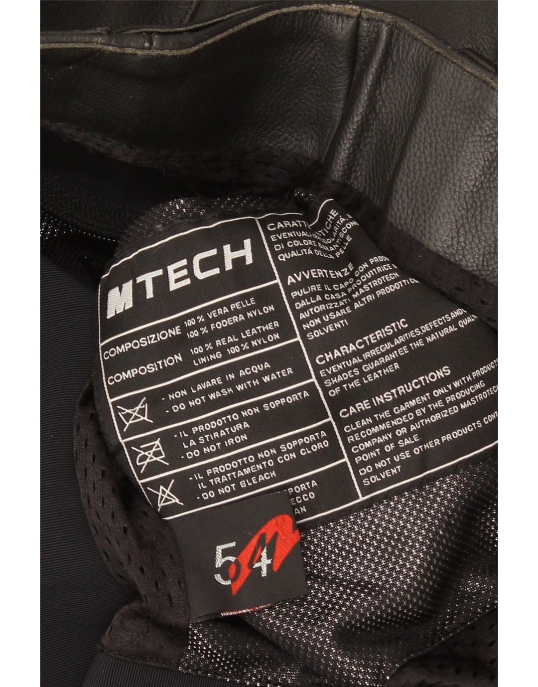 M Tech Herren-Motorrad-Leder-Racer-Jacke IT 54 XL, Schwarz, Farbblock