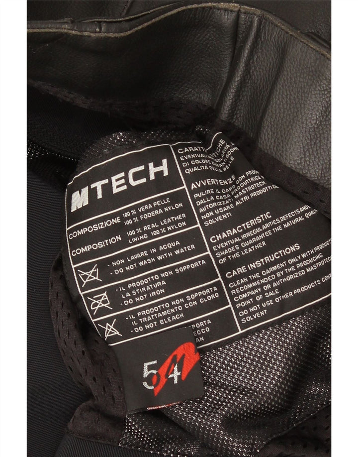 M Tech Herren-Motorrad-Leder-Racer-Jacke IT 54 XL, Schwarz, Farbblock