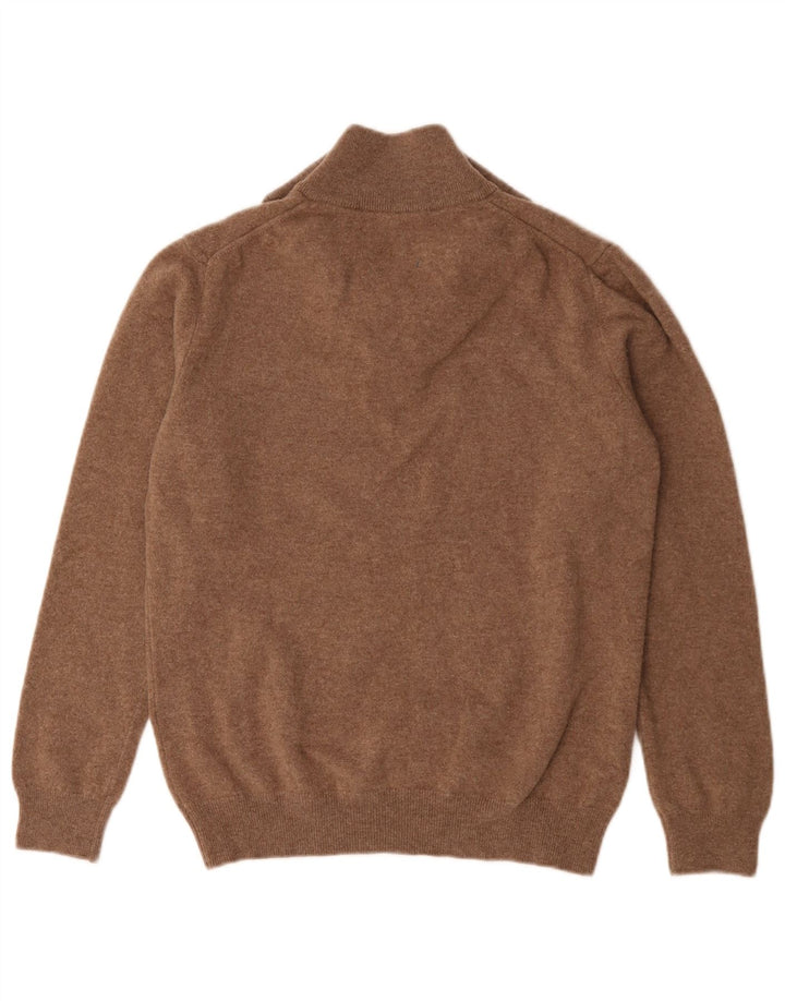 Gant Jungen-Pullover mit Reißverschluss am Hals, 14–15 Jahre, braune Lammwolle