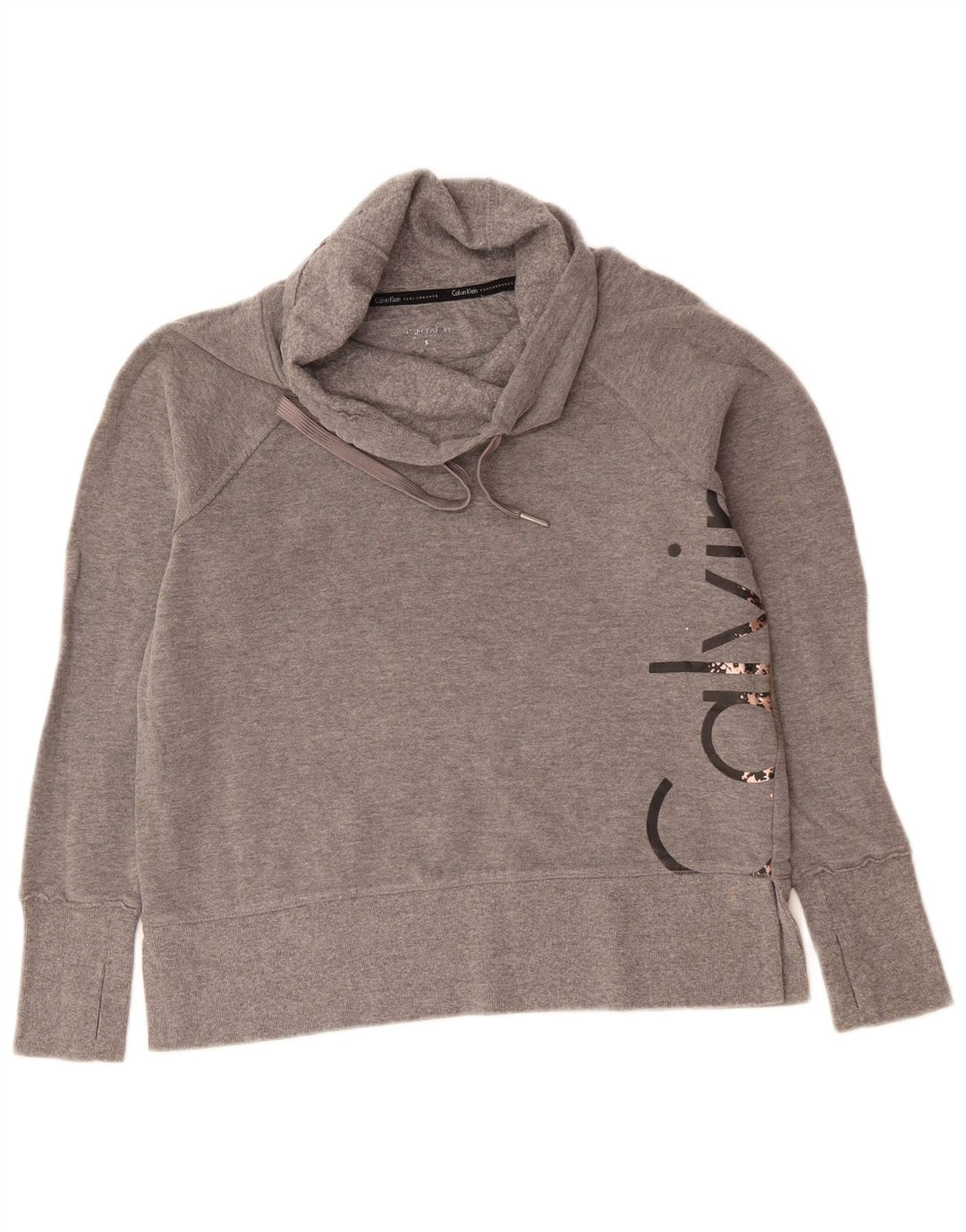 CALVIN KLEIN Damen Performance Graphic Sweatshirt Pullover UK 10 Small Grau
